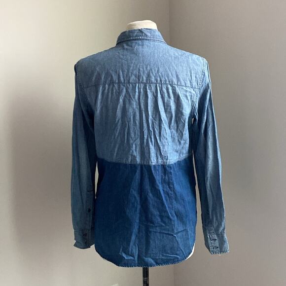 TRUE RELIGION Linen Blend Chambray Utility Shirt Womens Sz Medium Button Down - Picture 6 of 8